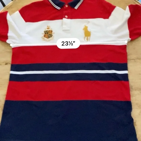Polo Ralph Lauren Big&Tall Men’s Sz XLT Striped Mesh Crest/Big Pony Polo‎ Shirt